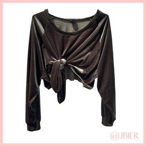 NUDE Velvet Long Sleeve Top in Olive